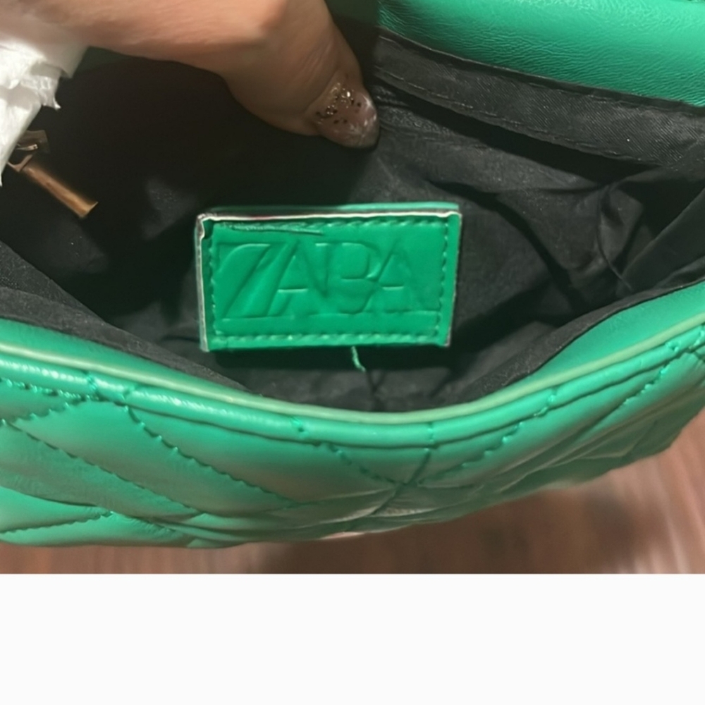 Green Zara mini Bag 8x5 inches with gold handle - Picture 6 of 6